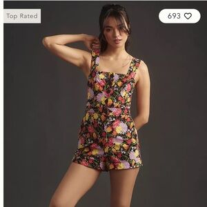 The Yukiko Noritake Portside Button-Front Romper by Maeve Anthropologie